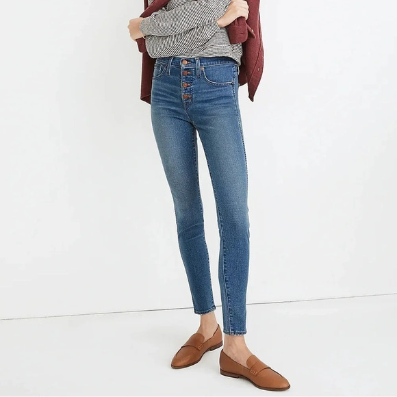 Madewell 10" High-Rise Skinny Jeans in Dewitt Wash - Size 26 - Picture 1 of 11